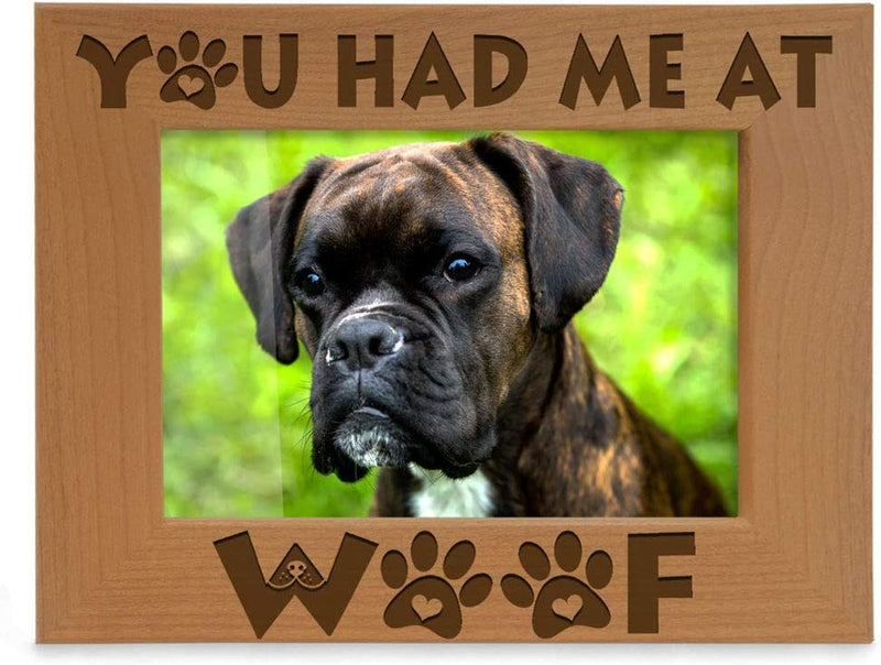 KATE POSH - You Had Me at Woof - Dog Paws Engraved Natural Wood Picture Frame, New Puppy, Memorial, Best Dog Ever Gifts (4X6-Vertical) Home & Garden > Decor > Picture Frames KATE POSH 4x6-Horizontal  
