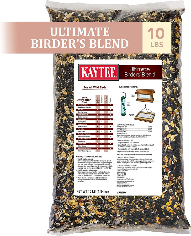 Kaytee Wild Bird Ultimate No Mess Wild Bird Food Seed for Cardinals, Finches, Chickadees, Nuthatches, Woodpeckers, Grosbeaks, Juncos and Other Colorful Songbirds, 9.75 Pound Animals & Pet Supplies > Pet Supplies > Bird Supplies > Bird Food Central Garden & Pet Birder's Blend Food 