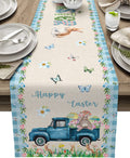 Savannan Easter Table Runner, Happy Easter Egg Colorful Eggs Spring Holiday Decoration Green Cotton Linen Dresser Scarves for Kitchen Daily Use Family Dinners Party Gathering Home Decor 13"X70" Home & Garden > Decor > Seasonal & Holiday Decorations Savannan Eastersan6863 13x36 Inch 