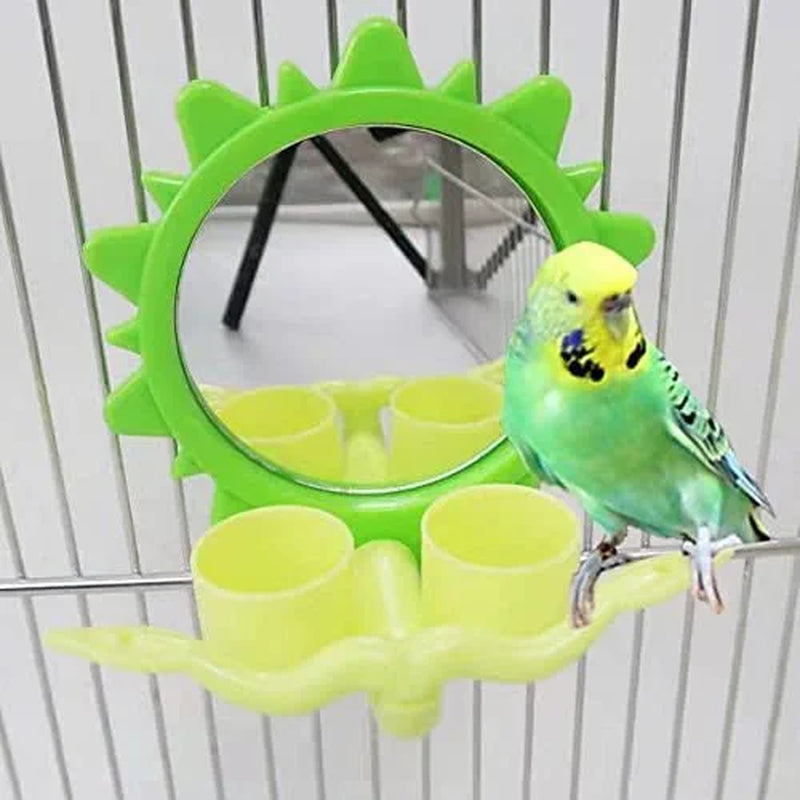 OSWINMART 3 in 1 Bird Toys(Feeder/Mirror/Perch Bird Feeding/Watering Cups with Mirror Toys Parakeet Feeder for Cage Perch Toys for Parakeets Conures Cockatiels Suit Small to Regular Size Animals & Pet Supplies > Pet Supplies > Bird Supplies > Bird Cage Accessories > Bird Cage Food & Water Dishes OSWINMART   