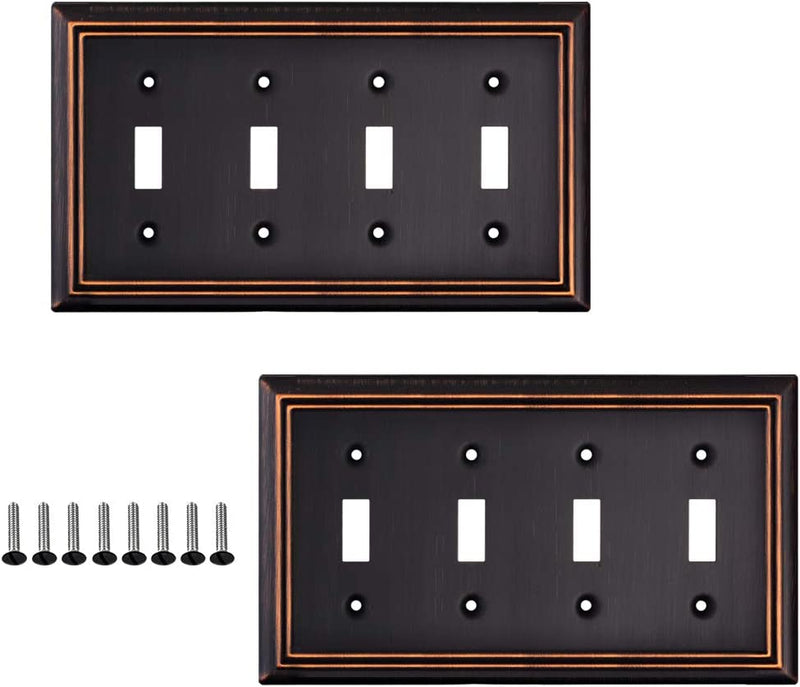 Pack of 4 Wall Plate Outlet Switch Covers by SLEEKLIGHTING | Decorative Oil Rubbed Bronze | Variety of Styles: Decorator/Duplex/Toggle / & Combo | Size: 1 Gang Decorator Sporting Goods > Outdoor Recreation > Fishing > Fishing Rods SLEEKLIGHTING 4 Toggle  