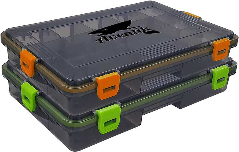 2PC Aventik Waterproof Fishing Tackle Boxes Hooks Storage Trags Organizer Box Transparent Adjustable Dividers Hold Terminal Fishing Tackle and Lure Box(3600L-2Pc Green) Sporting Goods > Outdoor Recreation > Fishing > Fishing Tackle Aventik 10.6X6.6X2inch-Green&Red  