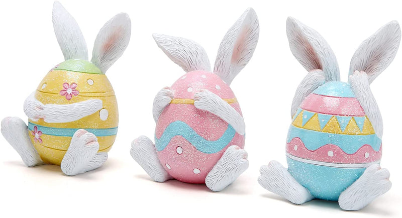 Hodao Easter Bunny Ears Colored Eggs Gnomes Decorations Spring Spring Table Centerpiece Gifts Set of 3 See No Evil Speak No Evil Hear No Evil-Easter Indoor Home Decor Home & Garden > Decor > Seasonal & Holiday Decorations BOYON   