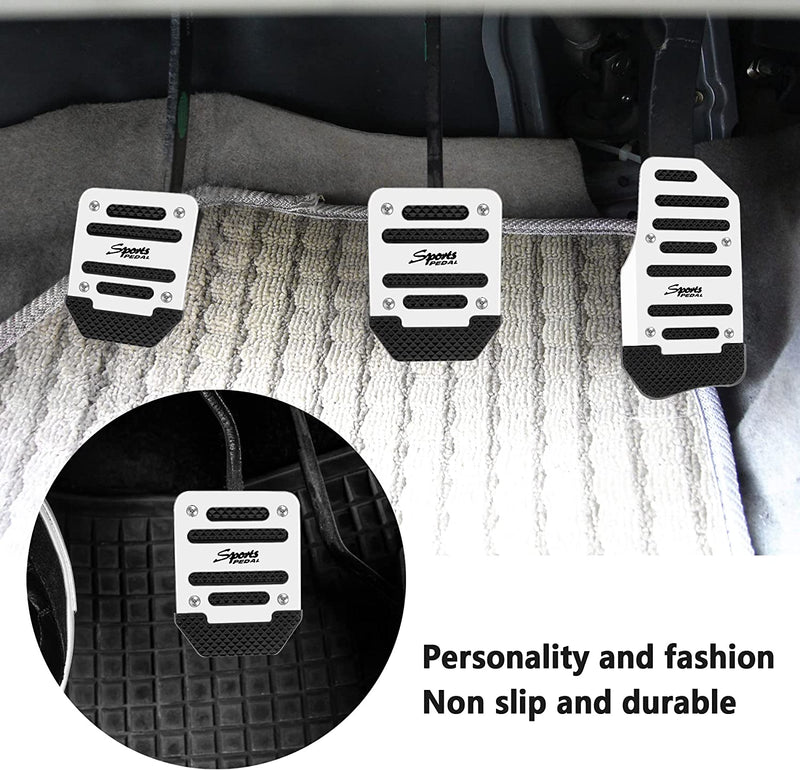 KIFIDAN 3PCS Nonslip Striped Car Pedal Pads Sports Gas Pedal Accessories Aluminum Alloy Pedal Car Replacement Accessories Universal for Car, SUV, ATV (Silver) Sporting Goods > Outdoor Recreation > Winter Sports & Activities KIFIDAN   