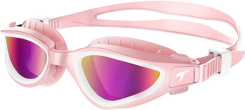 Toba Swimming Goggles, Polarized Anti-Fog Lens UV Protection Leakproof Swim Goggles for Men, Women, Adults Sporting Goods > Outdoor Recreation > Boating & Water Sports > Swimming > Swim Goggles & Masks TOBA Pink Revo Purple  