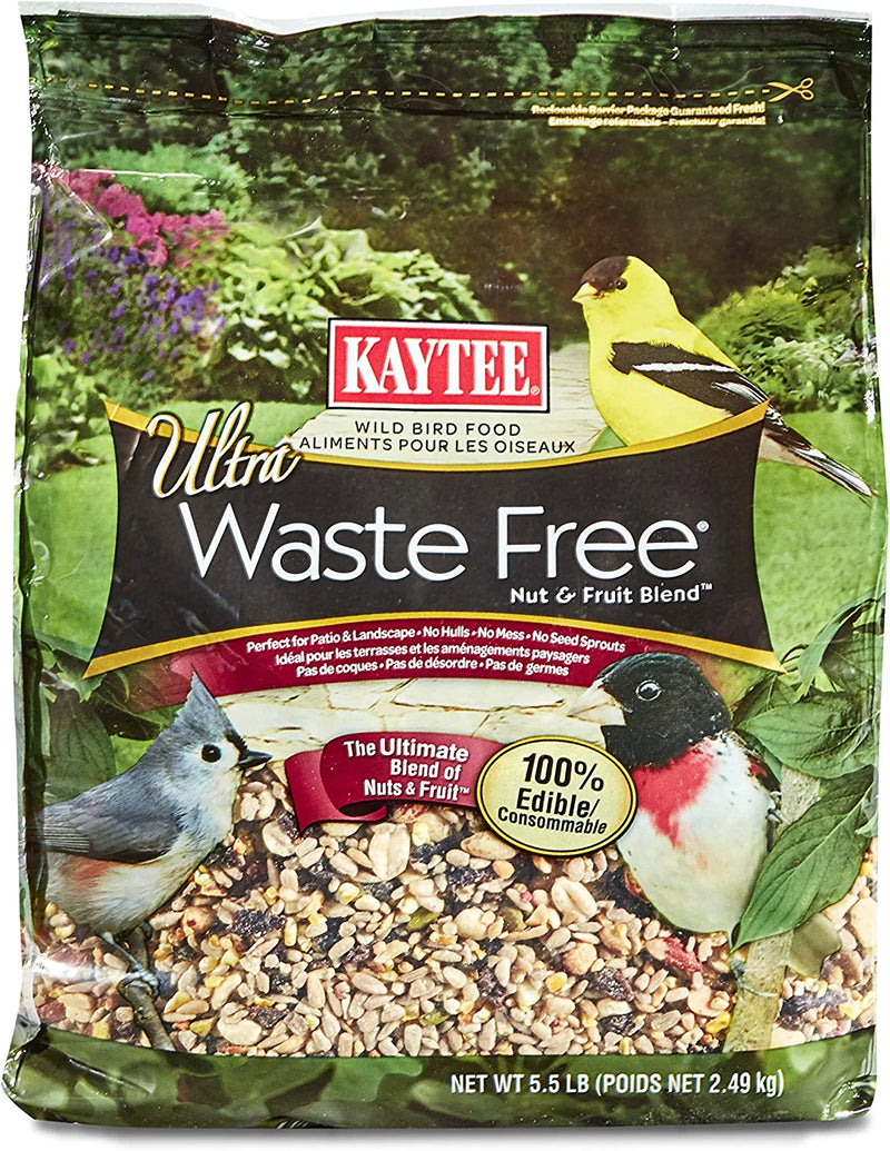 Kaytee Wild Bird Waste Free Nut and Fruit Food Seed Blend for Woodpeckers, Juncos, Cardinals, Grosbeaks, Finches, and Chickadees, 5.5 Pound Animals & Pet Supplies > Pet Supplies > Bird Supplies > Bird Food Central Garden & Pet Food 5.5 oz 