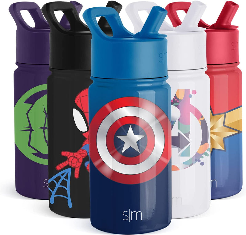 Simple Modern Marvel Spider Man Kids Water Bottle with Straw Lid | Insulated Stainless Steel Reusable Tumbler Gifts for School, Toddlers, Girls, Boys | Summit Collection | 14Oz, Spider Armor Home & Garden > Kitchen & Dining > Tableware > Drinkware Simple Modern Captain America Shield 14oz Water Bottle 