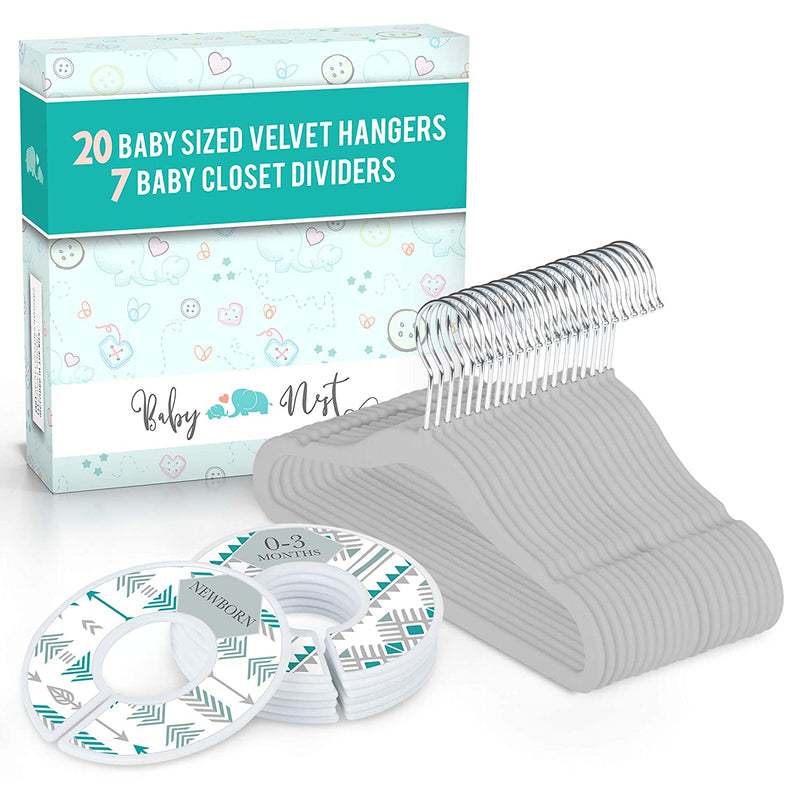 Baby Nest Designs 20X Baby Hangers for Closet with 7X Baby Closet Dividers for Nursery Velvet Baby Clothes Hangers Unisex Newborn Essentials Baby Size Organizer for Infant Clothing to 24 Months Sporting Goods > Outdoor Recreation > Fishing > Fishing Rods Baby Nest Designs Teal Chevron  