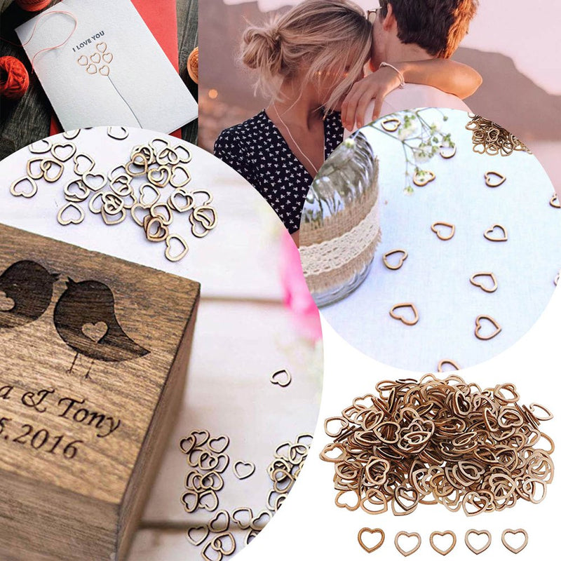 DIY Wedding Shaped Heart 100Pcs Chips Hollow Wood Valentine'S Day Home Party Love Piece Gathering for Wedding Decor Wood Home DIY Home & Garden > Decor > Seasonal & Holiday Decorations MIARHB   