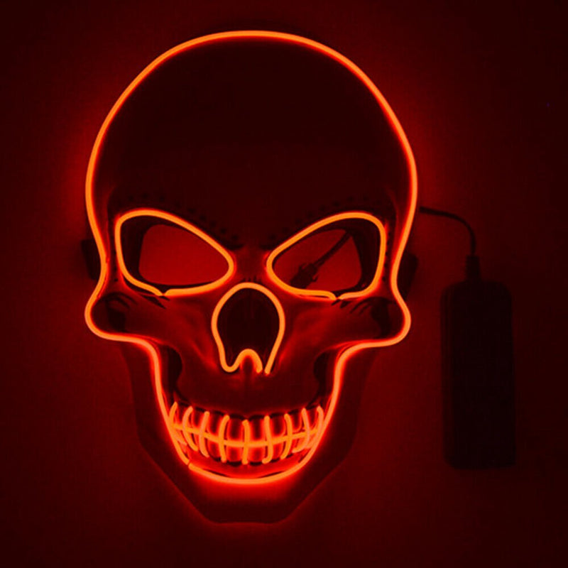 Tagital LED Scary Skull Halloween Mask Costume Cosplay EL Wire Light up Halloween Party Apparel & Accessories > Costumes & Accessories > Masks Tagital Red  