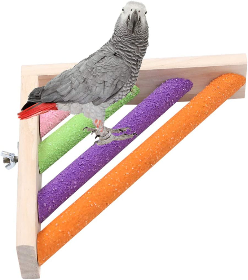 Balacoo Bird Perch Platform Wooden Parrot Stand Birdcage Corner Playground Colorful Right Angle Perches for Parakeet Cockatiel Guniea Pig Small Animals Random Color