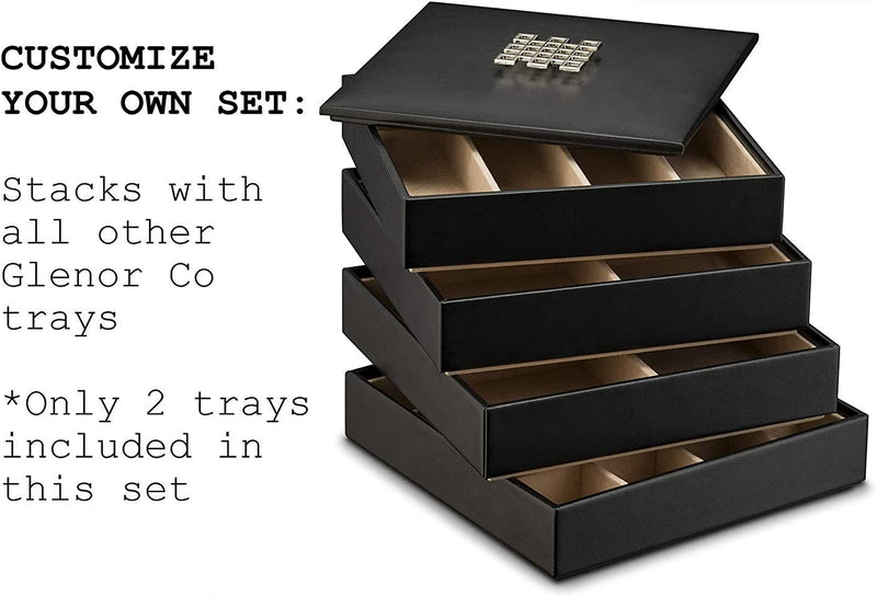 Glenor Co Jewelry Organizer Tray - Set of 2 - Stackable 8 Square Slot Jewelry Storage Trays - Display on Dresser or Drawer - Compatible with Other Glenor Trays - Black Home & Garden > Household Supplies > Storage & Organization Glenor Co   