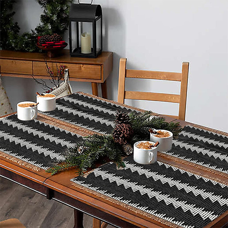 Boho Placemats for Dining Table Set of 4,Farmhouse Black and White Placemat 14 in X 19 In,Cotton Woven Washable Heat Resistant Table Setting for Dining Kitchen Table/Decorations Home & Garden > Decor > Seasonal & Holiday Decorations Collive White 4 Pieces 