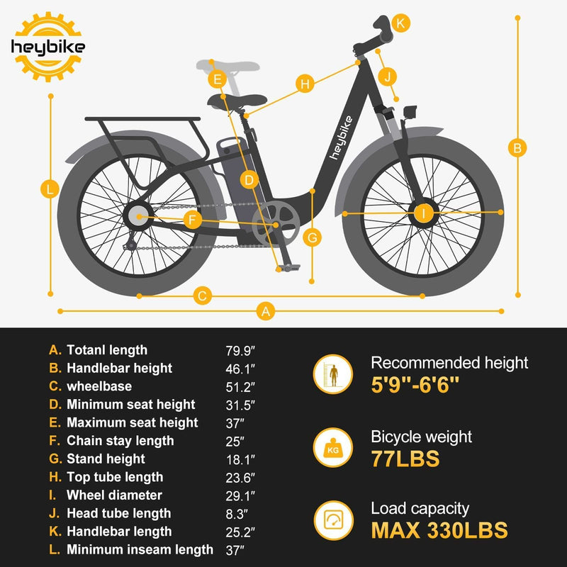 Heybike Explore Electric Bike for Adults 48V 20AH Removable Massive Battery, 750W Brushless Motor, 26" X 4.0 Fat Tire Step-Thru Ebike up to 28MPH, Shimano 7-Speed, UL Certified Sporting Goods > Outdoor Recreation > Cycling > Bicycles Jasion   