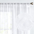 Topick White Sheer Curtains Embroidered Floral Window Drapes for Living Room Bedroom 84 Inch Length Country Scalloped Voile Mesh Light Diffusing Off-White Tulle Curtain Set of 2 Panels Rod Pocket Home & Garden > Decor > Window Treatments > Curtains & Drapes Topick White 84L 