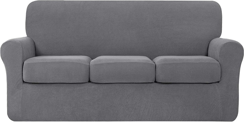 Hokway Couch Cover for 2 Cushion Couch 3 Piece Stretch Sofa Slipcovers with Separate Cushion for 2 Seater Couch Furniture Covers for Kids and Pets in Living Room(Medium,Dark Blue) Home & Garden > Decor > Chair & Sofa Cushions Hokway Light Grey Large 