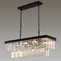 Weesalife Modern Crystal Chandeliers Contemporary Ceiling Lights Fixtures 9 Lights Farmhouse Pendant Lighting Dining Room Living Room 3-Tier Chandelier W19.7 Inches, Black Home & Garden > Lighting > Lighting Fixtures > Chandeliers ZYuan Lighting Black L33.5" rectangle  