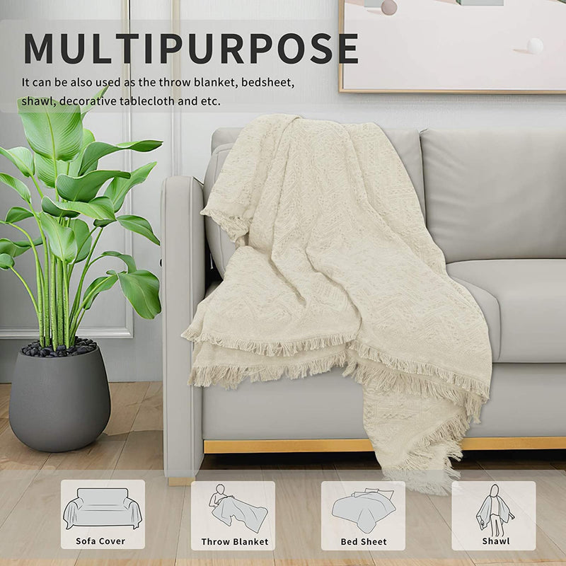 Easy-Going Geometrical Jacquard Sofa Cover, Couch Covers for Armchair Couch, L Shape Sectional Covers for Dogs, Washable Luxury Bed Blanket, Furniture Protector for Pets,Kids(71X 102 Inch,Ivory) Home & Garden > Decor > Chair & Sofa Cushions Easy-Going   