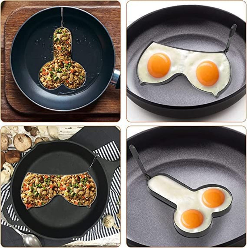 Kuist Funny Egg Pancake Cooking Tool，Stainless Steel DIY Kitchen Egg Fried Mould with Handle (Shape A+B)