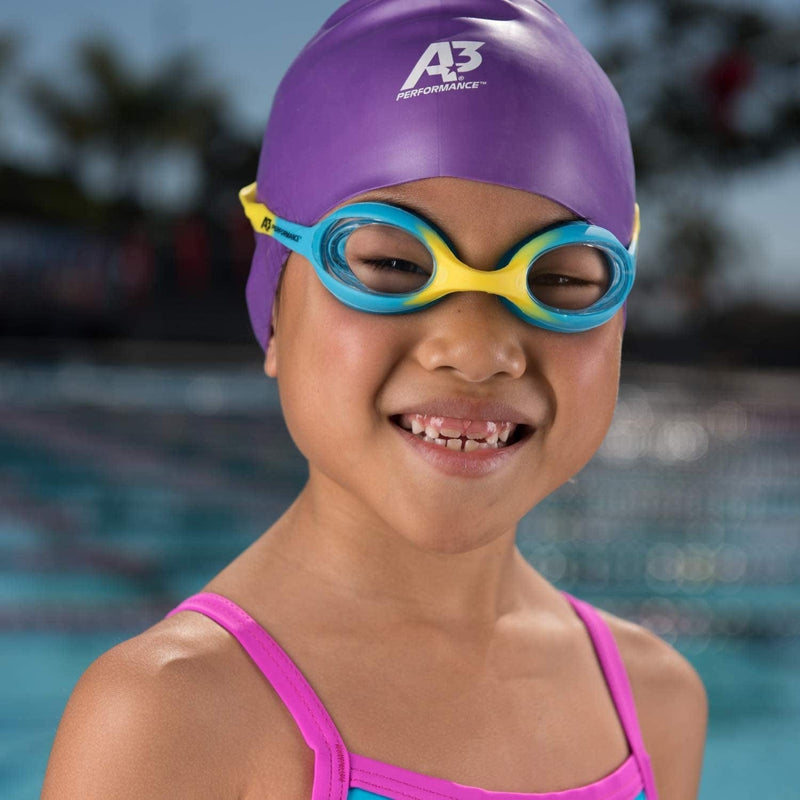 A3 Flex Youth Swim Goggles | Leak-Free, Comfortable, Clear Vision | Stylish for Girls, Boys, Toddlers | Safe and Easy to Use