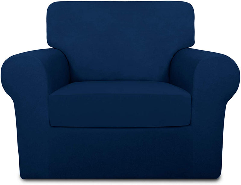 Purefit 4 Pieces Super Stretch Chair Couch Cover for 3 Cushion Slipcover – Spandex Non Slip Soft Sofa Cover for Kids, Pets, Washable Furniture Protector (Sofa, Brown) Home & Garden > Decor > Chair & Sofa Cushions PureFit Navy Small 
