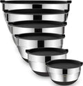 Mixing Bowls with Airtight Lids, 6 Piece Stainless Steel Metal Bowls by Umite Chef, Measurement Marks & Colorful Non-Slip Bottoms Size 7, 3.5, 2.5, 2.0,1.5, 1QT, Great for Mixing & Serving Home & Garden > Kitchen & Dining > Cookware & Bakeware Umite Chef Black  