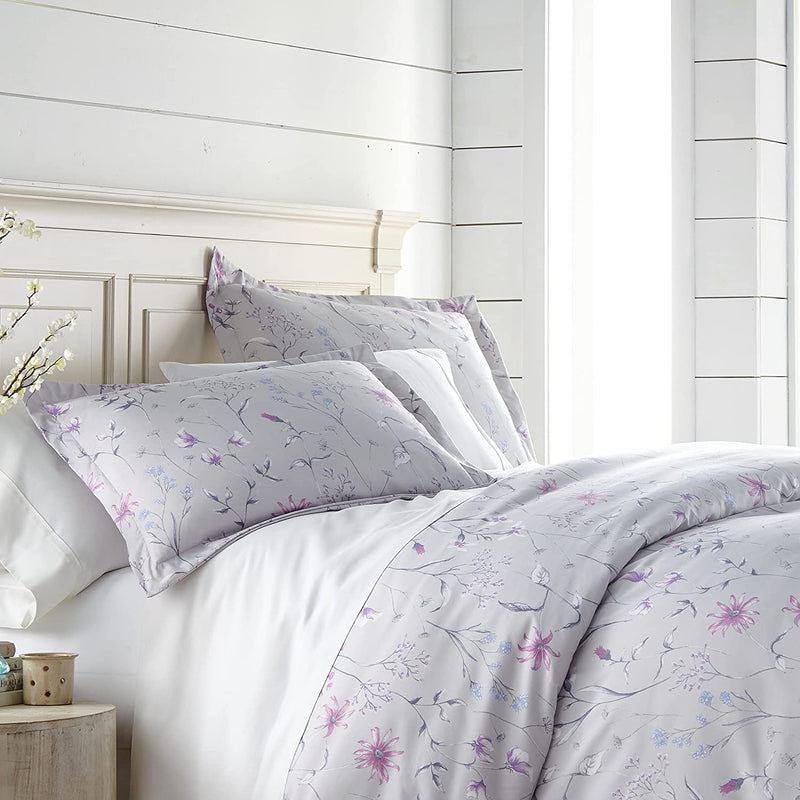 Southshore Fine Living, Inc. Oversized Comforter Bedding Set down Alternative All-Season Warmth, Soft Cozy Farmhouse Bedspread 3-Piece with Two Matching Shams, Infinity Blue, King / California King Home & Garden > Linens & Bedding > Bedding Southshore Fine Linens Secret Meadow Grey King / California King 