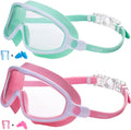 Swim Goggles 2 Pack Anti-Fog Anti-Uv Wide View Swimming Goggles for Kids 3-15 Sporting Goods > Outdoor Recreation > Boating & Water Sports > Swimming > Swim Goggles & Masks Seago Light Green & Pink  