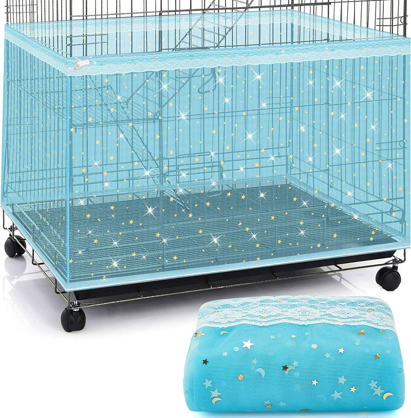 Large Bird Cage Cover Birdcage Nylon Mesh Net Cover Seed Feather Catcher Twinkle Star Universal Birdcage Cover Bird Seed Guard Skirt for Parakeet Macaw African round Square Cage (Black, L) Animals & Pet Supplies > Pet Supplies > Bird Supplies > Bird Cages & Stands Shappy Blue X-Large 