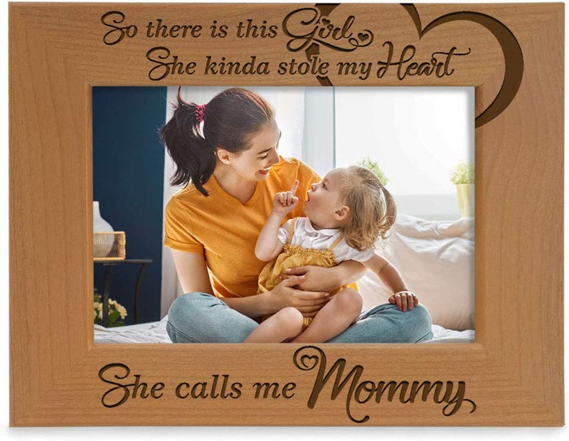 KATE POSH so There Is This Girl She Calls Me Mommy - Natural Engraved Wood Photo Frame - Mother and Daughter Gifts, Mother'S Day, Best Mom Ever, New Baby, New Mom (5X7-Vertical) Home & Garden > Decor > Picture Frames KATE POSH 5x7-Horizontal  