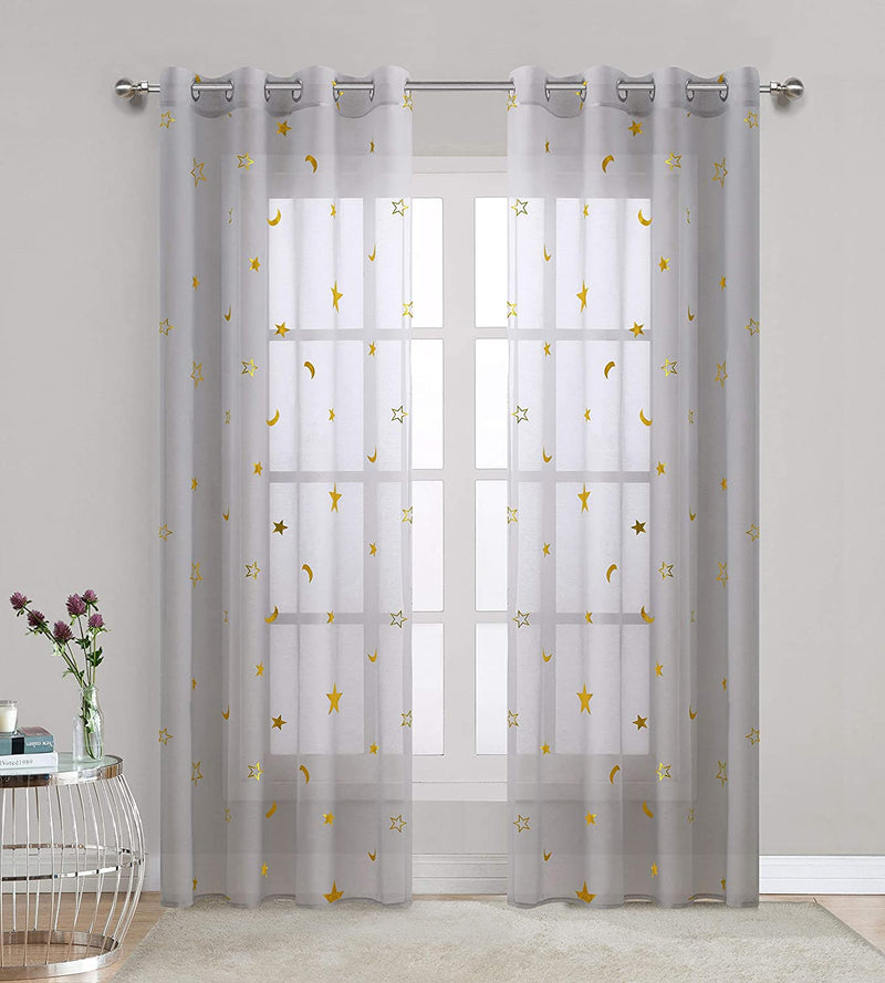 Girl Curtains for Bedroom Pink with Gold Stars Blackout Window Drapes for Nursery Heavy and Soft Energy Efficient Grommet Top 52 Inch Wide by 84 Inch Long Set of 2 Home & Garden > Decor > Window Treatments > Curtains & Drapes Gold Dandelion Gold L.grey 52 in x 84 in 