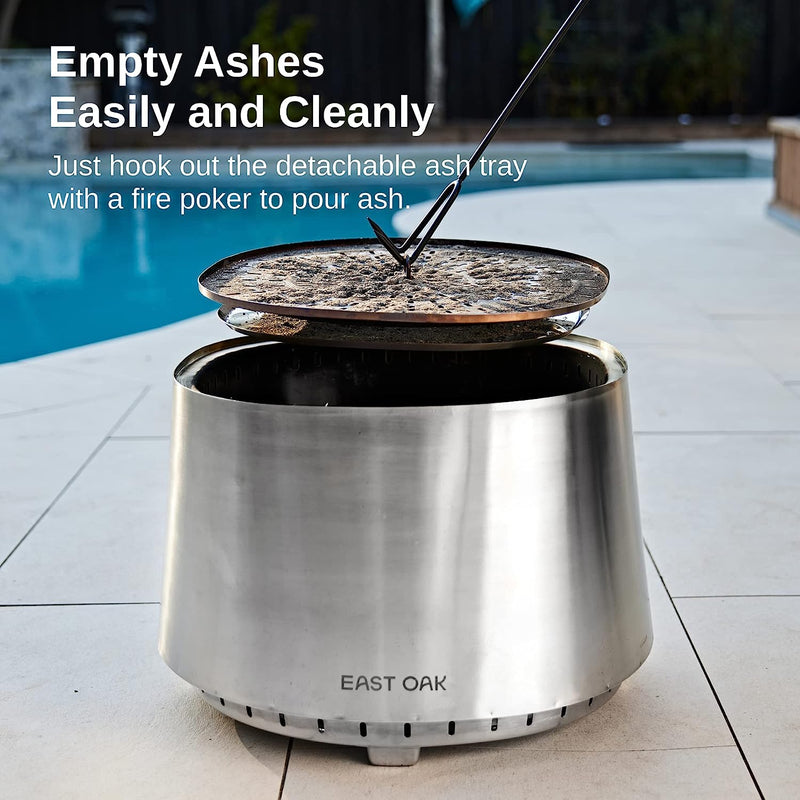 EAST OAK Pan Stove 21 Inch Fire Pit, Smokeless Fire Pits for outside Wood Burning Portable Stainless Steel Outdoor Firepit with Fire Poker & Stand Bonfire Pit for Patio and Backyard, Chisel Steel Sporting Goods > Outdoor Recreation > Fishing > Fishing Rods EAST OAK   