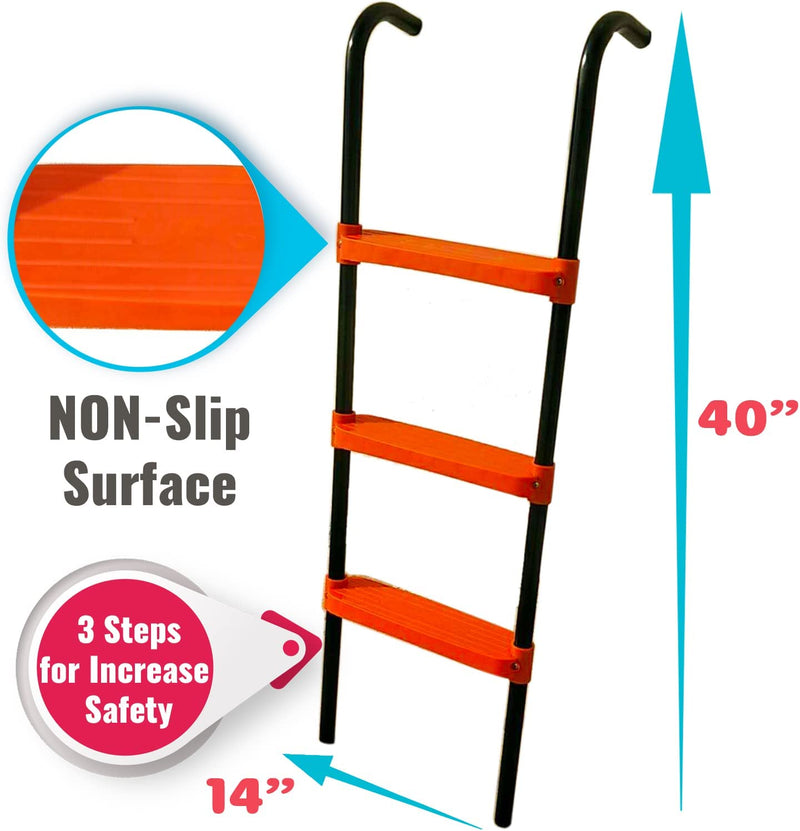 N1Fit Trampoline Ladder - 3 Step Wide Universal Trampoline Ladder for Kids - Trampoline Accessories - Powder Coated & UV Treated Trampoline Steps for All Weather Exposure - Sturdy & Safe Design Sporting Goods > Outdoor Recreation > Winter Sports & Activities N1Fit   
