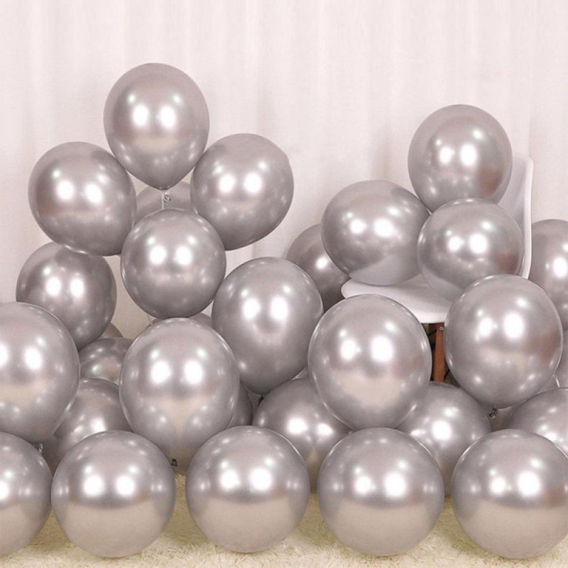 Thicken Durable Balloon Party Supplies Wedding Birthday Metallic Face Latex Balloons for Holiday Events Party Decoration 50Pcs Arts & Entertainment > Party & Celebration > Party Supplies CN Silver  