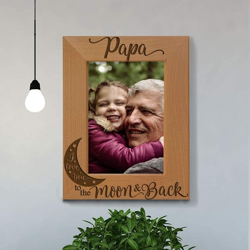 KATE POSH Papa I Love You to the Moon and Back Natural Wood Engraved Picture Frame. Best Grandpa Ever, Father'S Day, Papa Gifts for Birthday, from New Baby, Grandparent'S Day (4X6-Vertical) Home & Garden > Decor > Picture Frames KATE POSH   