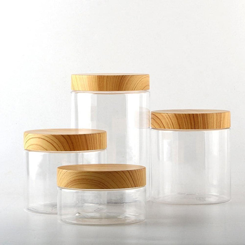 QINXI Empty Transparent Plastic Bottles with Wooden Lid Container Kitchen Food Tea Coffee Storage Bottles Jars Home & Garden > Decor > Decorative Jars QINXI   