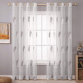 MIULEE 2 Panels Leaves Embroidery Sheer Curtains Grommet Window Curtain Semi Voile Drapes Panels for Living Room Bedroom 54" W X 84" L (White and Blue) Home & Garden > Decor > Window Treatments > Curtains & Drapes MIULEE Grey 54''W x 63''L 