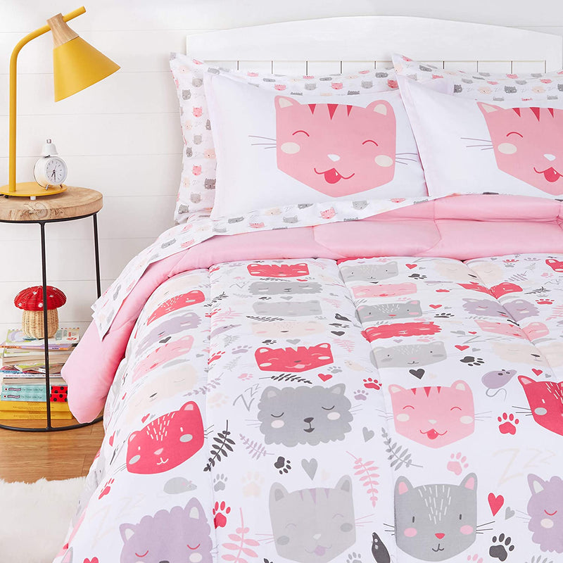 Kids Bed-In-A-Bag Microfiber Bedding Set, Easy Care, Twin, Blue Mermaids - Set of 5 Pieces Home & Garden > Linens & Bedding > Bedding KOL DEALS Pink Kitties Bedding Set Full/Queen