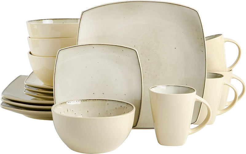 Gibson Soho Lounge 16-Piece Square Reactive Glaze Dinnerware Set, Red Home & Garden > Kitchen & Dining > Tableware > Dinnerware Gibson Speckled Taupe Service for 4 (16pc) 