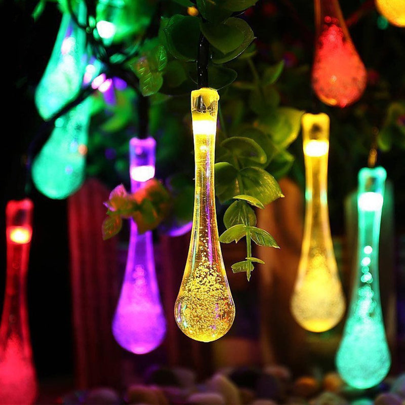 Genkent 30 Leds Solar Water Drop Light String for Outdoor Garden Patio Yard Holiday Halloween Christmas Tree Decorations Valentines Day Decor Home & Garden > Decor > Seasonal & Holiday Decorations Genkent Multicolor  