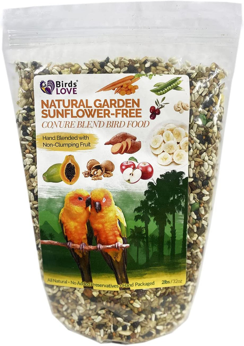 Birds LOVE All Natural Garden Blend Bird Food for Medium Birds - Cockatiels, Green Cheek Conures, Ringneck Parakeets and Small Quakers 2Lb Animals & Pet Supplies > Pet Supplies > Bird Supplies > Bird Food Birds LOVE Conure No Sunflower 2 Pound (Pack of 1) 