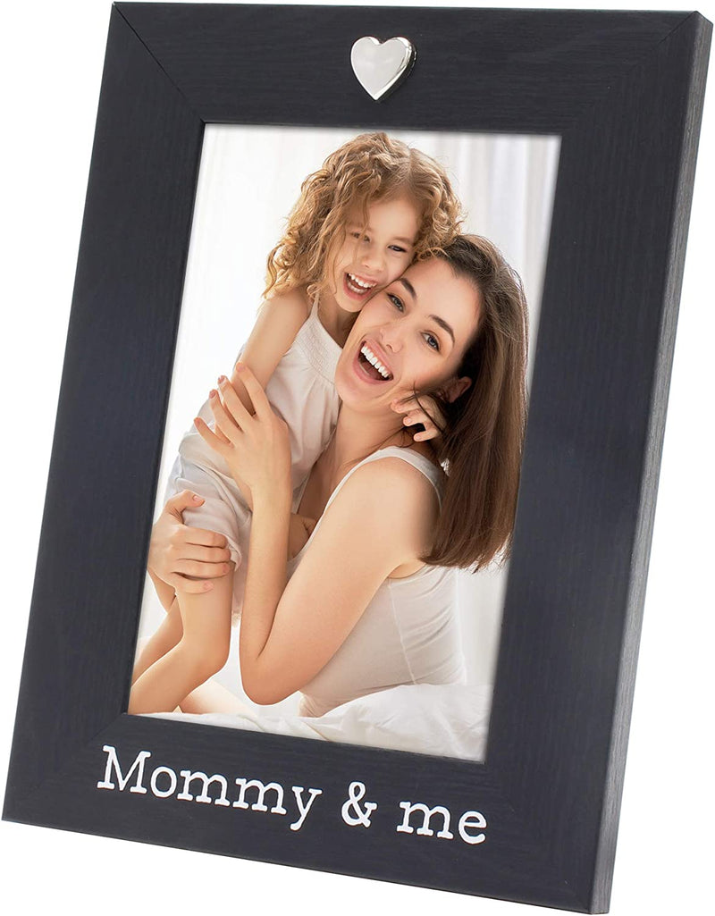 MIMOSA MOMENTS Silver Heart Black Picture Frame for 4X6 Photo (Mommy & Me) Home & Garden > Decor > Picture Frames MIMOSA MOMENTS Mommy & me  