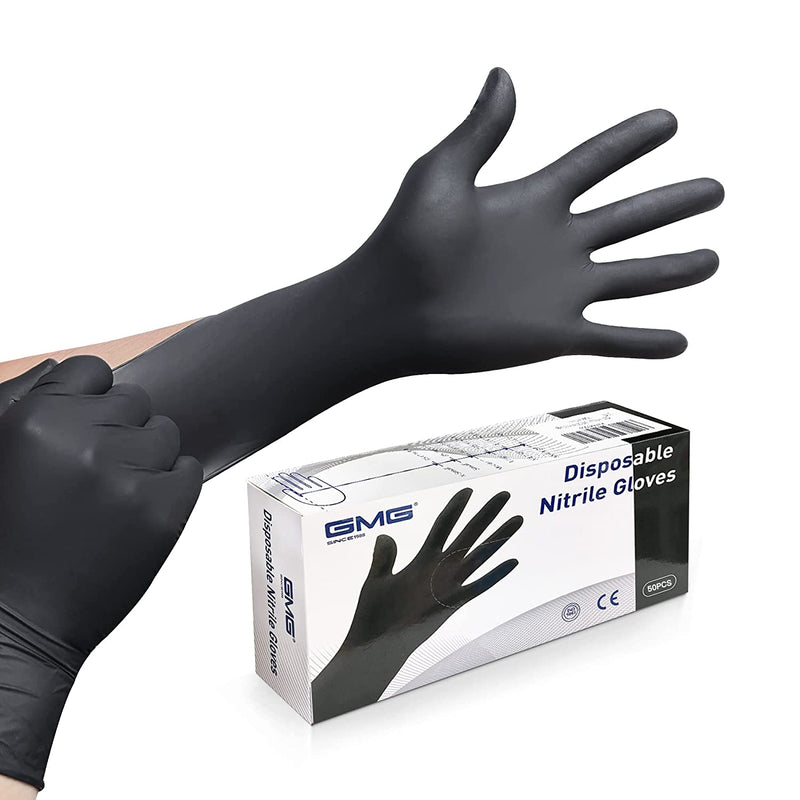 Nitrile Disposable Gloves,Xl Black Disposable Gloves 100 Count,4 Mil Powder Free Nitrile Gloves,Gloves Disposable Latex Free for Food Prep, Household Cleaning, Hair Dye, Tattoo,Auto Mechanic Home & Garden > Kitchen & Dining > Kitchen Tools & Utensils GMG SINCE1988 Black XL (Pack of 50) 