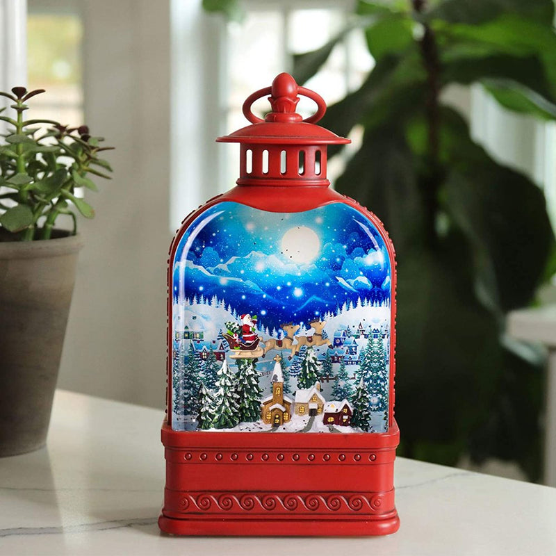 Christmas Snow Lantern with Music, Battery Operated Lighted Swirling Glitter Water Lantern with Timer for Christmas Home Decoration, Black Christmas Tree Home Home & Garden > Decor > Seasonal & Holiday Decorations& Garden > Decor > Seasonal & Holiday Decorations Kanstar Santa B  