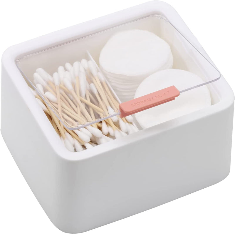 Tecbeauty 2 Slot Cotton Swab Ball Qtip Holder Jar Plastic Container Dispenser Box with Hinged Lid for Bathroom Home Storage Organizer Home & Garden > Household Supplies > Storage & Organization Tecbeauty 1 x White  