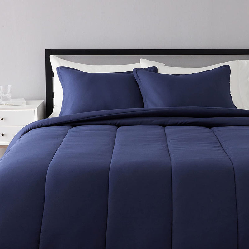 Comforter Set, Full / Queen, Blush, Microfiber, Ultra-Soft Home & Garden > Linens & Bedding > Bedding > Quilts & Comforters KOL DEALS Navy Blue Comforter Set Full/Queen