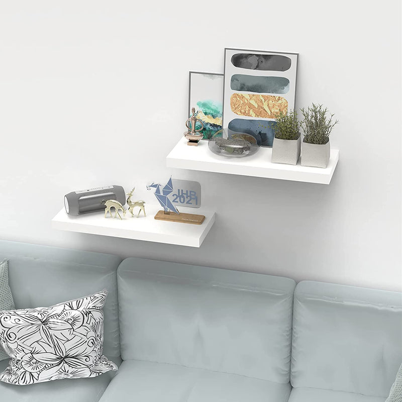 INHABIT UNION White Floating Shelves for Wall-24In Wall Mounted Display Ledge Shelves Perfect for Bedroom Bathroom Living Room and Kitchen Decoration Storage Furniture > Shelving > Wall Shelves & Ledges INHABIT UNION   
