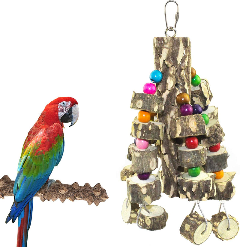 VUAOHIY Large Parrot Chewing Toys Natural Wood Big Bird Toys Parakeet Cage Hammock Hanging Toy for African Greys, Parrots, Cockatoos, Macaws Small Medium and Large Birds (Style 2) Animals & Pet Supplies > Pet Supplies > Bird Supplies > Bird Toys VUAOHIY Style 2  