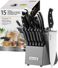 Mccook® MC25A Knife Sets,15 Pieces German Stainless Steel Kitchen Knife Block Set with Built-In Sharpener Home & Garden > Kitchen & Dining > Kitchen Tools & Utensils > Kitchen Knives McCook Black/graphite 15 Pieces 