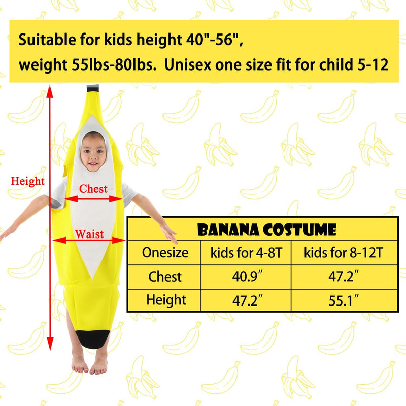 Besutolife Kids Banana Costume for Boys Girls Halloween Costumes Role Play Costume for Kids Light Weight Banana 4-12T  Besutolife   